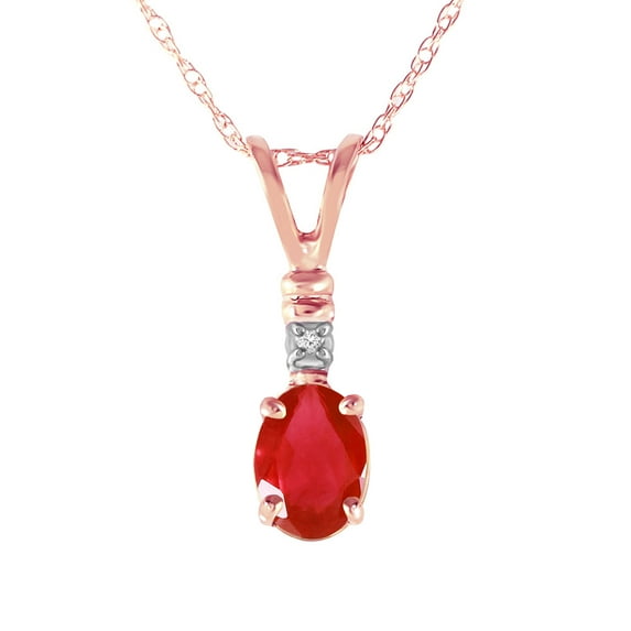 Galaxy Gold 14K Solid Rose Gold 24" Necklace with Natural Ruby and Diamonds, 14"-24" Sizes, July Birthstone, Symbol of Passion