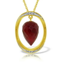 Galaxy Gold 14k 24" Solid YellowGold Necklace 13.1 CT. Diamonds Briolette Pointy Drop Dyed Ruby