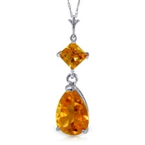 Galaxy Gold 14k 24" White Gold Natural Citrine Drop Pendant Necklace