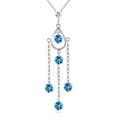 thumbnail image 1 of Galaxy Gold 14K Solid Gold Natural Blue Topaz Pendant Necklace for Women - White Gold Fine Jewelry, 1 of 3