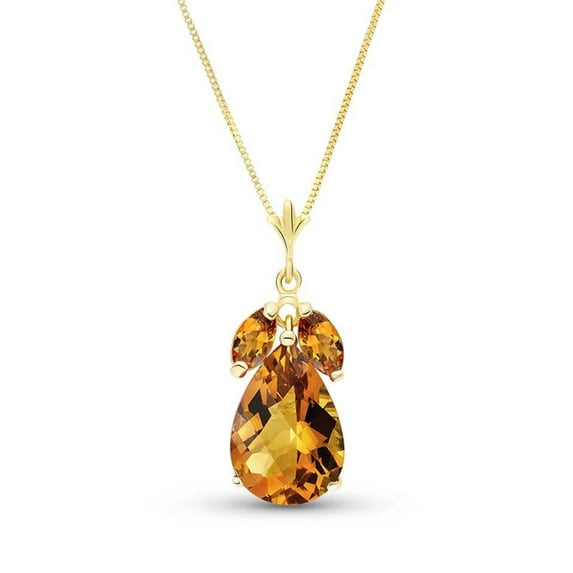 Galaxy Gold GG 14K Yellow Gold Citrine Pendant Necklace - November Birthstone - Warmth & Prosperity - 16" to 24" - Fine Jewelry for Women
