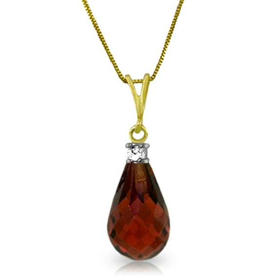 Galaxy Gold 14K Solid Gold Natural Diamond & Garnet Necklace for Women - Yellow Gold Fine Jewelry