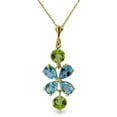 thumbnail image 1 of Galaxy Gold GG 14K Yellow Gold Blue Topaz and Peridot Pendant Necklace - December Birthstone - Communication & Serenity - 16" to 24" - Fine Jewelry for Women, 1 of 2