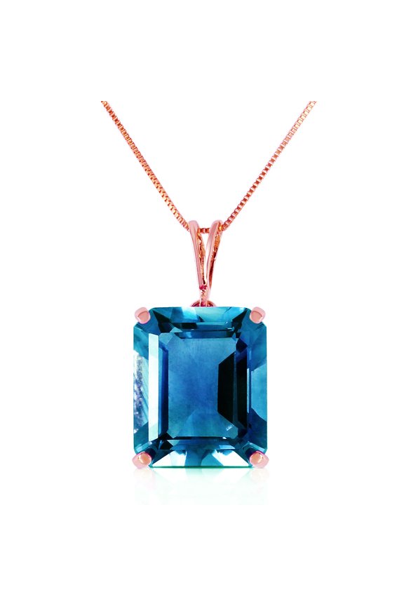 14k Rose Gold 18" Necklace with 7.0ct Natural Octagon-shaped Blue Topaz