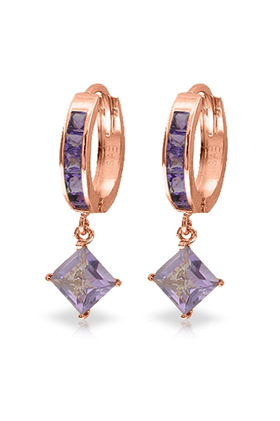 14k Rose Gold Amethyst Dangle Earrings