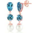thumbnail image 1 of Galaxy Gold 14k Rose Gold Chandelier Earrings with Blue Topaz and Freshwater-cultured Pearl, 1 of 2