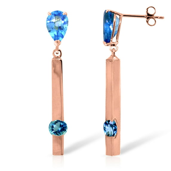 Galaxy Gold 14k Rose Gold Chandelier Earrings with Blue Topaz