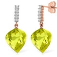 thumbnail image 1 of Galaxy Gold GG 14K Rose Gold Natural Lemon Quartz and Diamonds Dangle Earrings - Warmth & Prosperity - Fine Jewelry for Women, 1 of 1