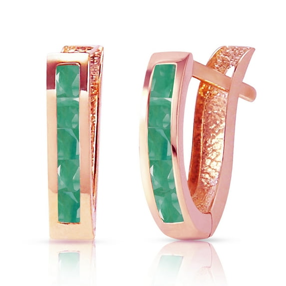 Galaxy Gold 14k Rose Gold Emerald Oval Huggie Earrings