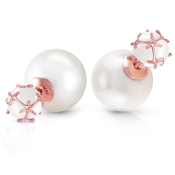 Galaxy Gold 14K Solid Gold Natural Pearl Stud Earrings for Women - Rose Gold Fine Jewelry