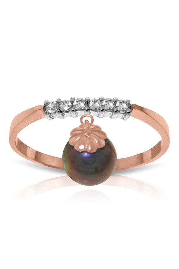 14K Solid Gold Natural Diamond Ring for Women - Rose Gold Fine Jewelry