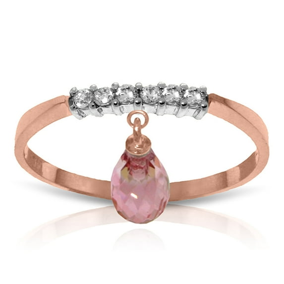 Galaxy Gold 14K Rose Gold Natural Diamonds and Pink Topaz Charm Ring - Hope & Creativity - Sizes 5.5 to 11 - Fine Jewelry for Women