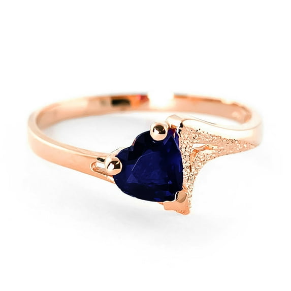Galaxy Gold 14K Solid Gold Natural Sapphire Heart-Shaped Ring for Women - Rose Gold Fine Jewelry