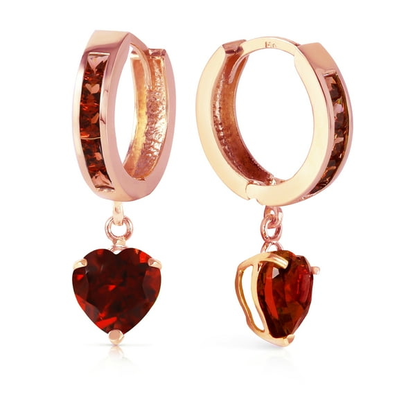 Galaxy Gold 14k Rose Gold Hoop Earrings with Garnet