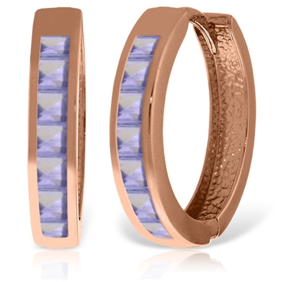 Galaxy Gold 14K Rose Gold Natural Tanzanite Huggie Earrings - December Birthstone - Balance & Intuition - Fine Jewelry for Women
