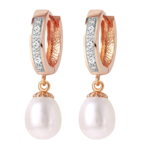 Galaxy Gold 14K Rose Gold 16 Carat Natural Pearl Huggie Earrings - June Birthstone - Balance & Intuition - Fine Jewelry for Women