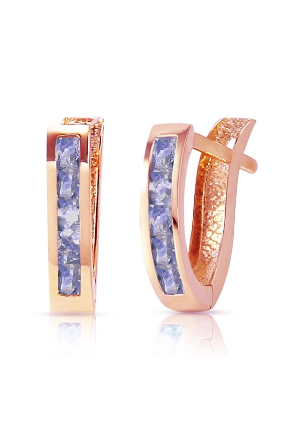 14k Rose Gold Huggie Hoop Earrings with Tanzanites