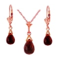 thumbnail image 1 of Galaxy Gold 14k Rose Gold Jewelry Set: Natural Briolette Garnet 22" Pendant Necklace and Dangle Earrings, 1 of 1