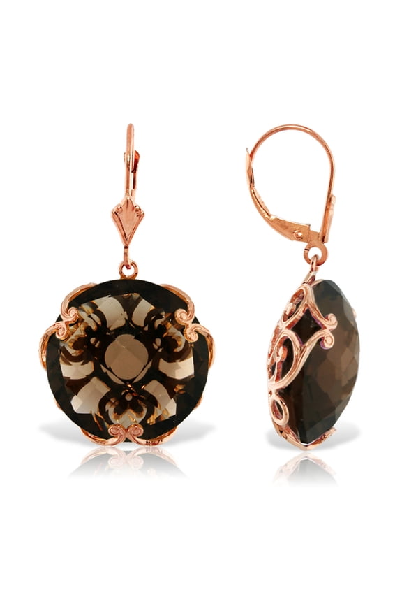 14K Rose Gold Natural Quartz Dangle Earrings - April Birthstone - Courage & Clarity - Fine Jewelry for Women