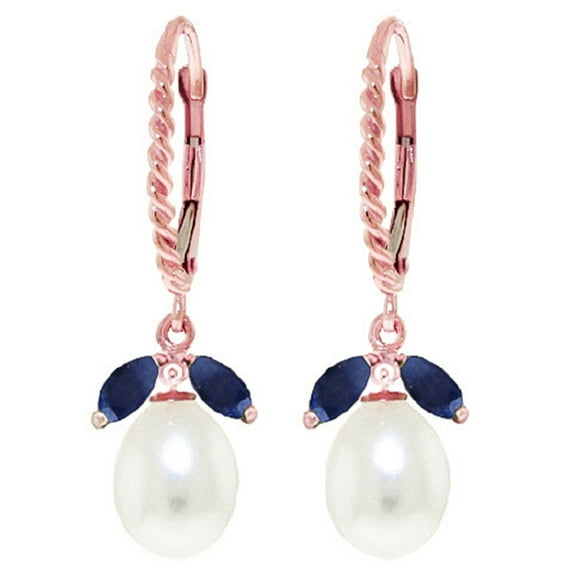 Galaxy Gold 14K Rose Gold Natural Sapphire and Pearl Dangle Earrings - September Birthstone - Truth & Nobility - Fine Jewelry for Women
