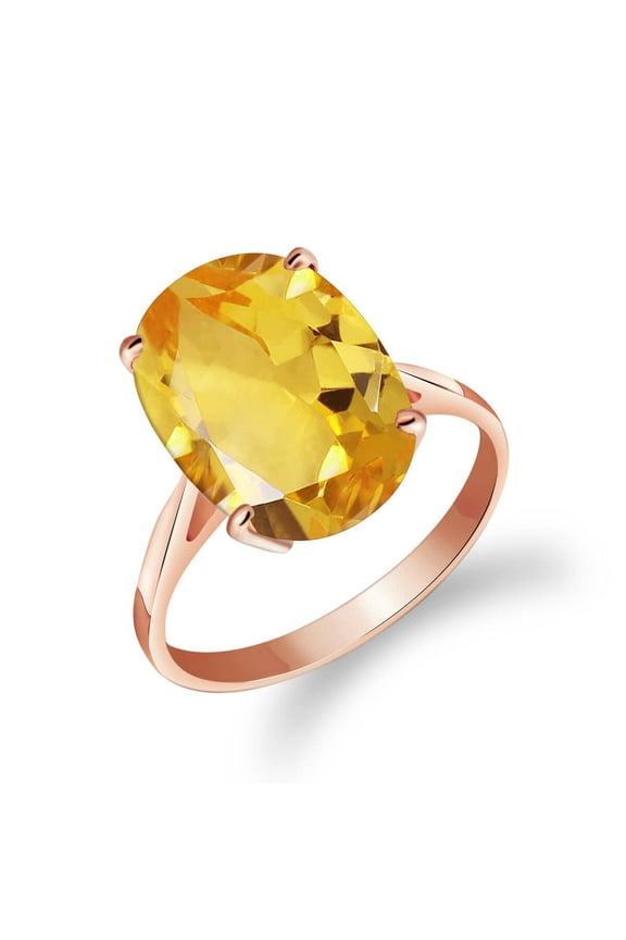 14K Solid Rose Gold Ring with Natural Citrine, Size 5.5, 5.5-11 Sizes, November Birthstone, Symbol of Abundance