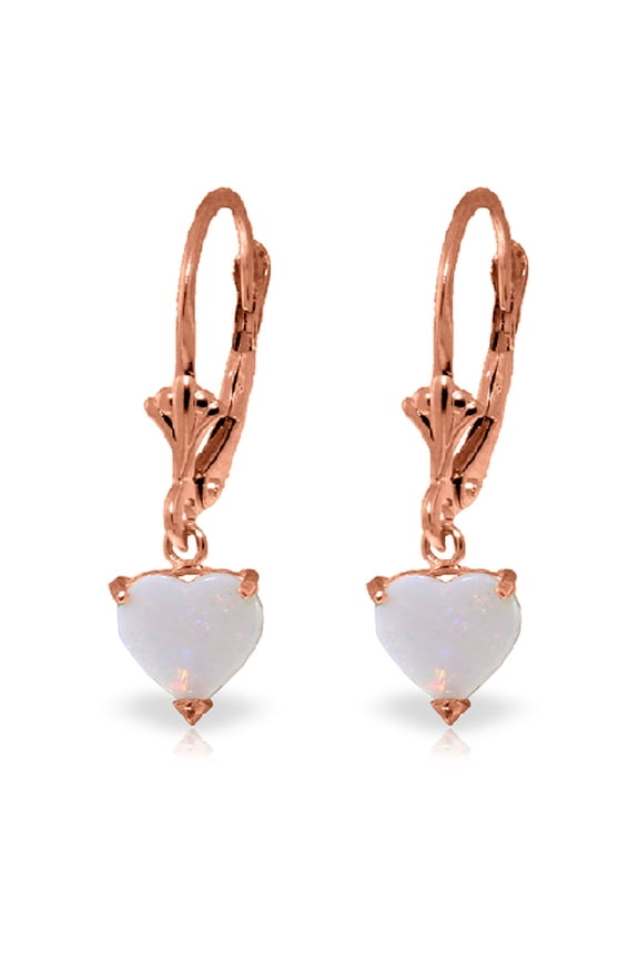 14k Rose Gold Natural Heart-shaped Opal Dangle Earrings