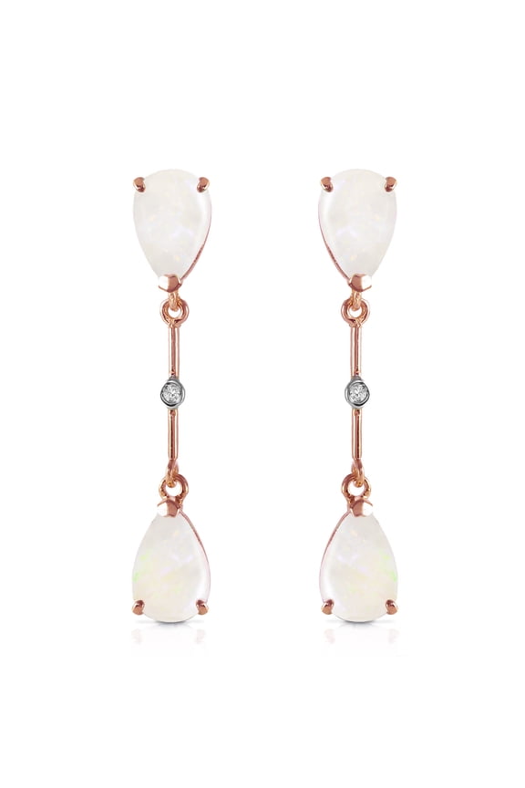 14k Rose Gold Opals with Diamonds Dangling Earrings