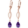 thumbnail image 1 of Galaxy Gold 14k Rose Gold Pear-shaped Amethyst Rope Dangle Earrings, 1 of 1