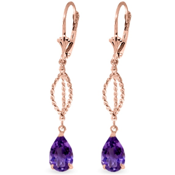 Galaxy Gold 14k Rose Gold Pear-shaped Amethyst Rope Dangle Earrings