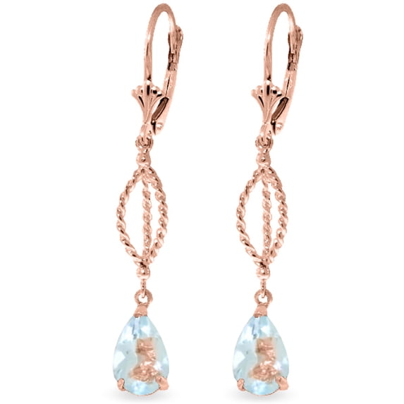 Galaxy Gold 14k Rose Gold Pear-shaped Aquamarine Rope Dangle Earrings
