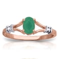 thumbnail image 1 of Galaxy Gold 14K Rose Gold Natural Diamonds and Emerald Ring - May Birthstone - Abundance & Joy - Sizes 5.5 to 11 - Fine Jewelry for Women, 1 of 1