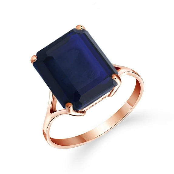 Galaxy Gold 14K Rose Gold Natural Octagon Sapphire Ring - September Birthstone - Truth & Nobility - Sizes 5.5 to 11 - Fine Jewelry for Women
