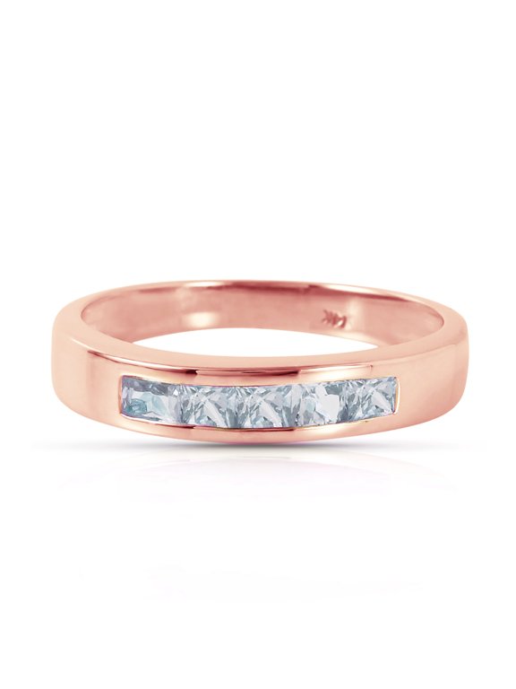 14K Rose Gold Natural Aquamarines Ring - March Birthstone - Courage & Clarity - Sizes 5.5 to 11 - Fine Jewelry for Women