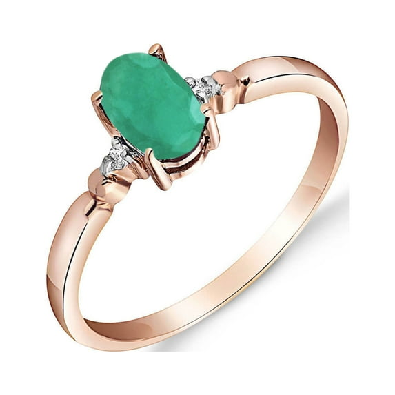 Galaxy Gold 14K Rose Gold Natural Diamonds and Emerald Ring - May Birthstone - Abundance & Joy - Sizes 5.5 to 11 - Fine Jewelry for Women