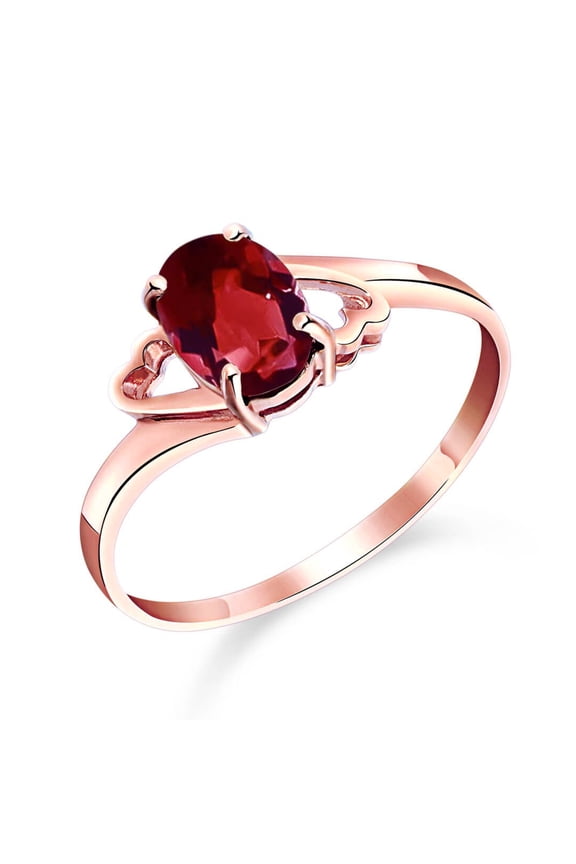 14k Rose Gold Ring with Oval-shaped Natural Garnet - Size 9