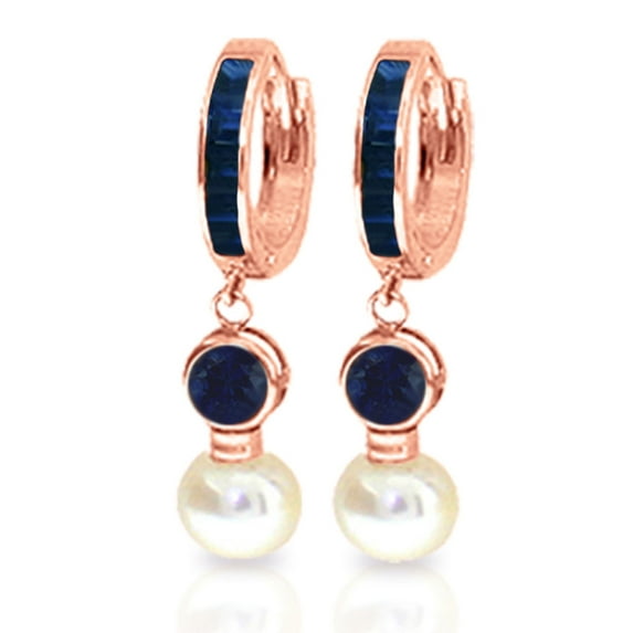 Galaxy Gold 14K Solid Gold Natural Pearl Huggie Earrings for Women - Rose Gold Fine Jewelry
