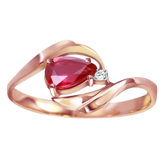 Galaxy Gold 14k Rose Solid Gold Ring Pear Shape 0.61 ct Ruby Round Diamond (Rose-Gold, 9.5)