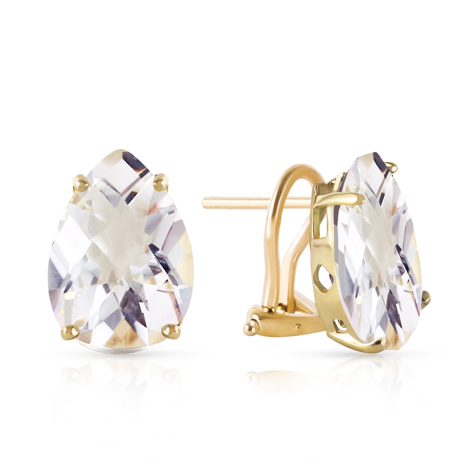 Galaxy Gold 14k Solid Gold 10ct White Topaz Omega Clip Earrings