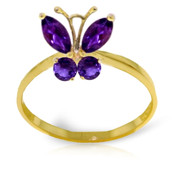 Galaxy Gold 14k Solid Gold Amethyst Butterfly Ring - Size 7.0