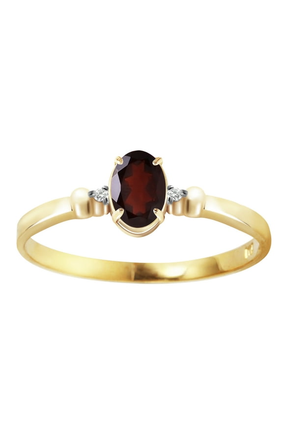 14k Solid Gold Genuine Diamonds & Garnet Ring - Size 7.0