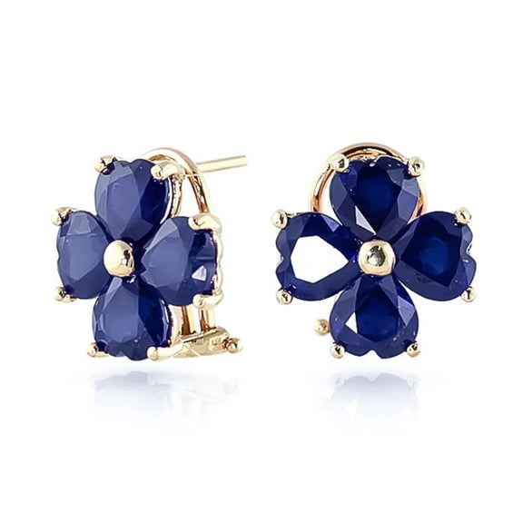 Galaxy Gold 14k Solid Gold Heart Sapphire Omega Clip Earrings