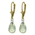 thumbnail image 1 of Galaxy Gold 14k Solid Gold Leverback Earrings with 4.50ct Briolette Green Amethysts, 1 of 1