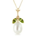 thumbnail image 1 of Galaxy Gold 14k Solid Gold Necklace with Natural Peridots and Pearl, 1 of 3