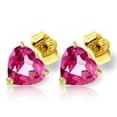 thumbnail image 1 of Galaxy Gold 14k Solid Gold Pink Topaz Heart Stud Earrings, 1 of 1