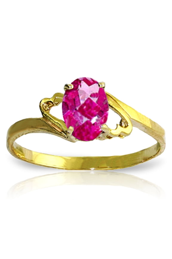 14k Solid Gold Pink Topaz Ring - Size 6