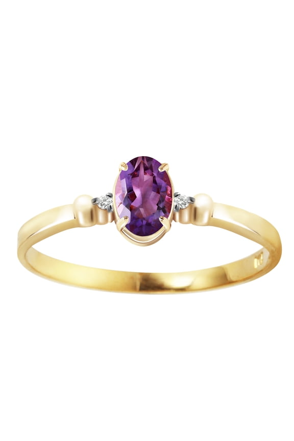 14k Solid Gold Ring with Natural Amethyst Size 7.0