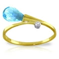 thumbnail image 1 of Galaxy Gold 14K Solid Gold Natural Diamond & Blue Topaz Ring for Women - Yellow Gold Fine Jewelry, 1 of 2