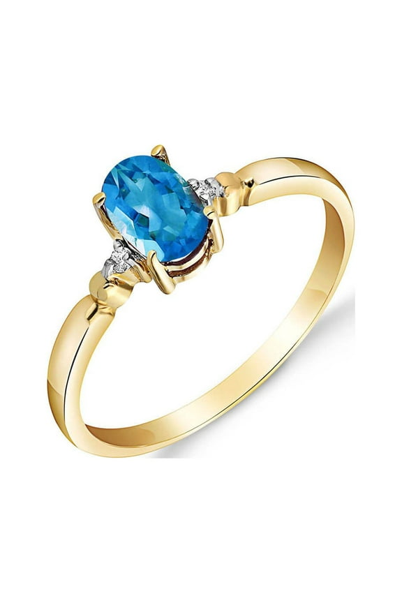 14k Solid Gold Ring with Natural Blue Topaz size 7.0