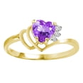 thumbnail image 1 of Galaxy Gold GG 14K Yellow Gold Natural Diamonds and Amethyst Ring - February Birthstone - Peace & Wisdom - Sizes 5.5 to 11 - Fine Jewelry for Women, 1 of 2