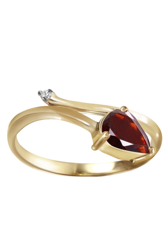 14k Solid Gold Ring with Natural Garnet Size 6.5
